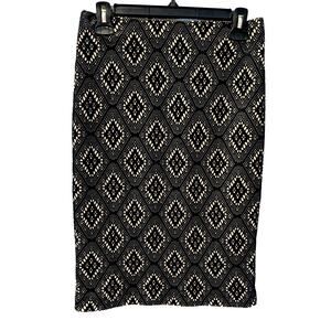 Renee C Women’s Black Beige Geometric Stretch Pencil Skirt NWT Size S